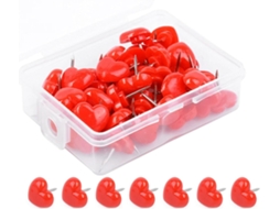 100 Alfinetes Em Formato De Coração Com Estojo Para Murais