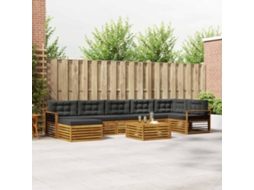 Vidaxl Conjunto De Sofás Para Exterior 8 Pcs Natural E Antracite