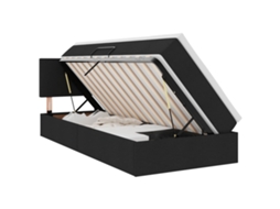 Conjunto 1 Cama Moderna Com Armazenamento Vidaxl Preto Poliéster (90 X 190 Cm)