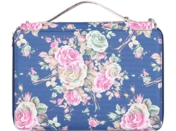 Large Capacity Case Rose Layer Zipper 252 Holder Storage 20.5 28.5 10cm (rose Blue Peil Printed Multi