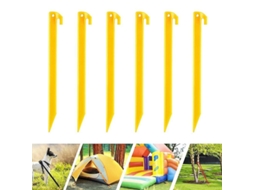 6 Estacas De Tenda De Plástico Para Camping Praia Jardim, 22,5cm, Resistente, Amarelo