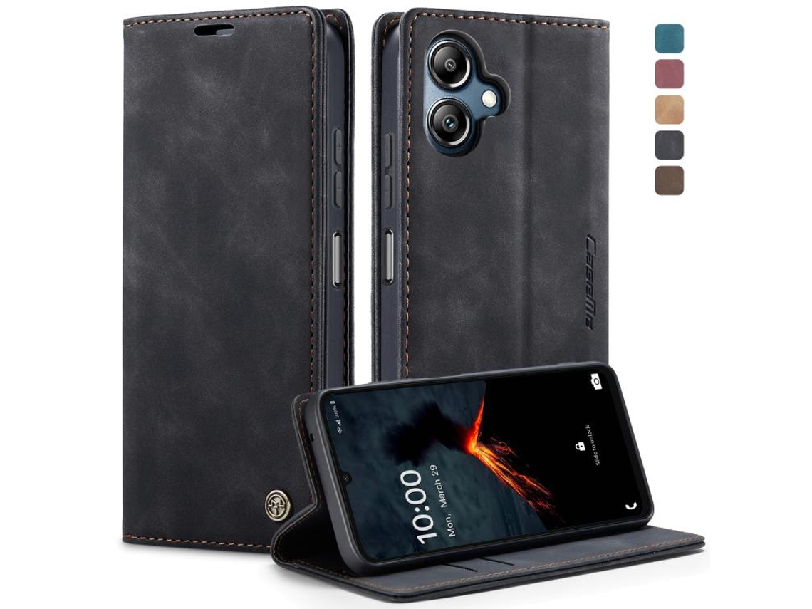 Capa Para Samsung Galaxy A07 Multifuncional Horizontal De Couro Preta
