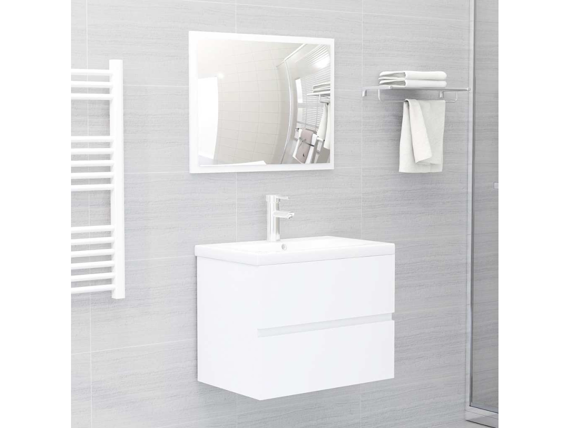 Vidaxl Conjunto De Móveis De Casa De Banho Contraplacado Branco