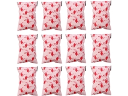 Adesivos impermeáveis para bolsas de expedição, modelo Flaman Pink, 50 unidades, 17x27 cm, para lojas e entregas.