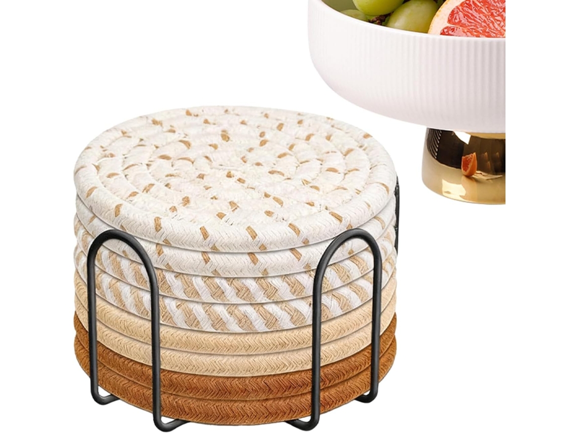 Conjunto De 8 Porta-copos Absorventes Com Suporte.