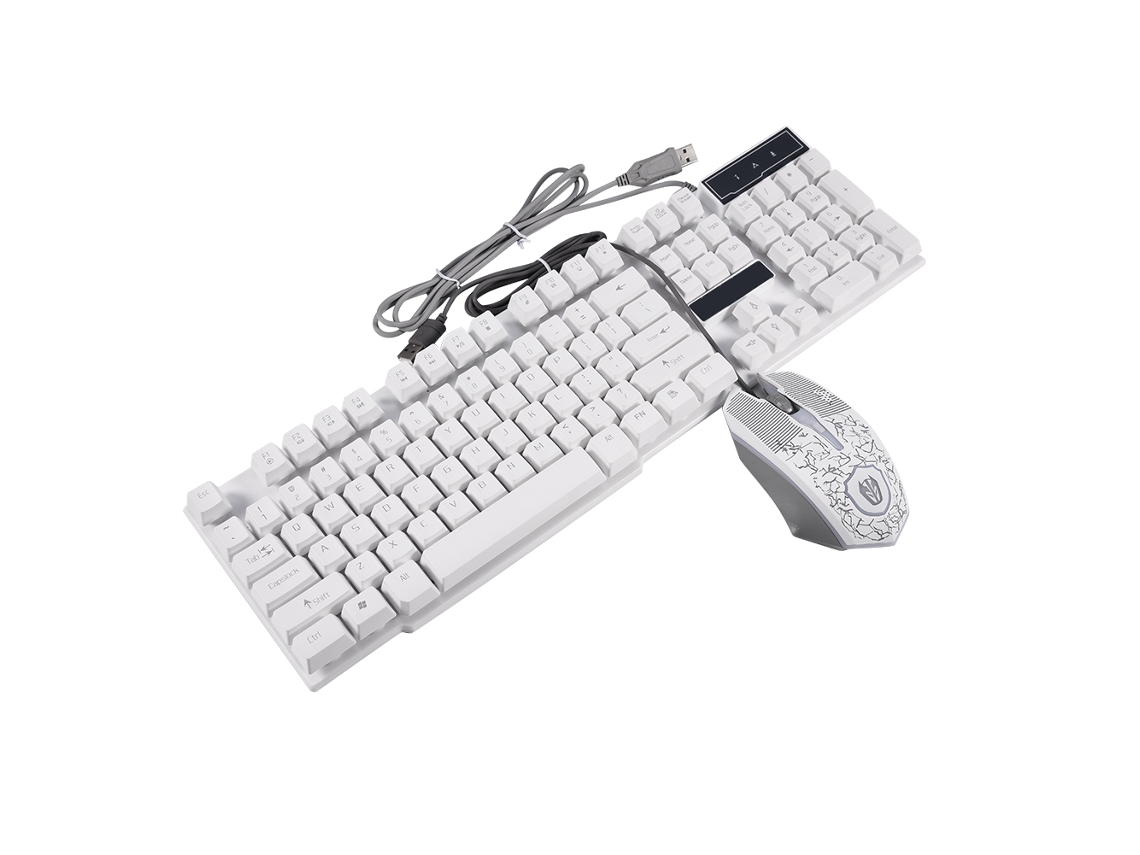 Conjunto de Teclado e Mouse Conjunto de Teclado e Mouse Qianxingzhe Kmx50 (branco)LAXISCREED (iluminação Rainbow, Ergonômico)