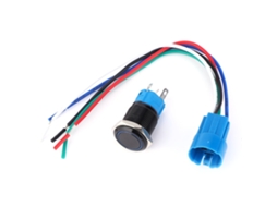 Laxiscreed Interruptor De Metal 5 Pinos Com Luz Azul, Auto-resetável 1no1nc