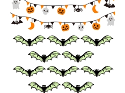 Decorações De Parede Com Morcegos Para O Halloween, Decoração De Varanda Iluminada |