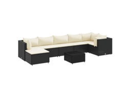 Conjunto de 8 Pcs Lounge de Jardim com Almofadões Vime Pe Preto MAISON EXCLUSIVE
