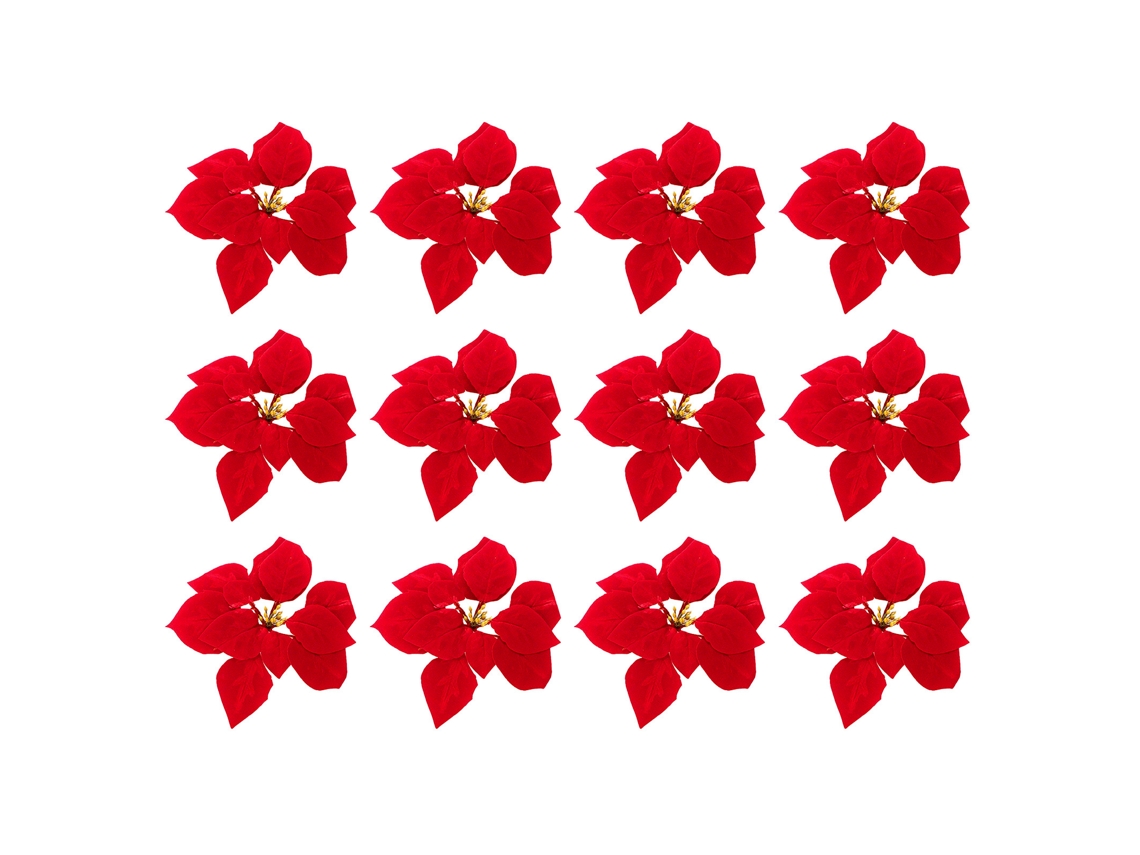 Pack de 12 Flores de Natal Poinsettia Vermelhas LAXISCREED