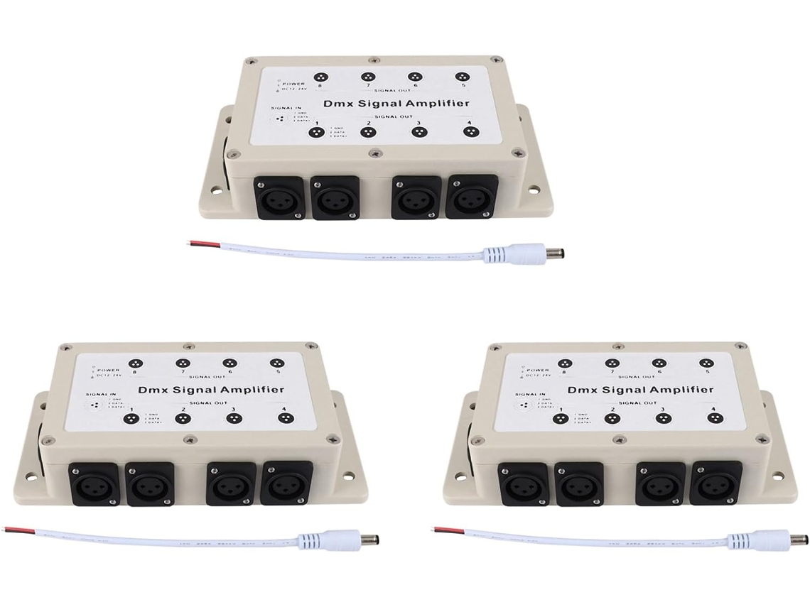 3x Dc12 24v 8 Canais Dmx512 Saída Led Distribuidor Divisor de Canal SFUSHOS