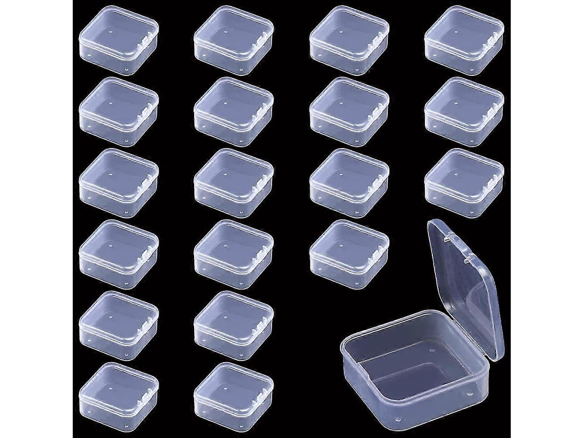 Conjunto De 20 Pequenas Caixas Plásticas Transparentes Com Tampa Quadrada. Ideais Para Guardar Miçangas, Joias E Comprimidos. Brilvibera