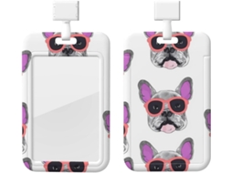 Suporte Crachá Bulldog Francês, Suporte Crachá, Capa Vertical com Cordão, Capa Plástica Impermeável, Crachá Estojo