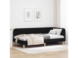 Vidaxl Estrutura De Cama De Canto Preto 90 X 190 Cm Tecido