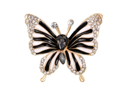 Broche Borboleta Preta Com Strass Feminino Coleção Charme