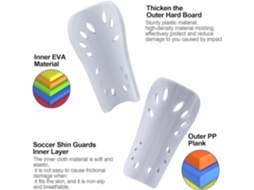 Lurelia 2 Pares De Caneleiras De Futebol Ventiladas Para Adultos Com Protetores De Eva, Branco