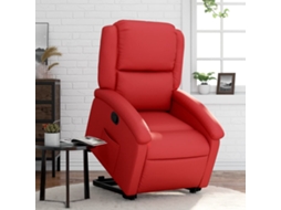 Vidaxl Poltrona Reclinável Elevatória Couro Artificial Vermelho