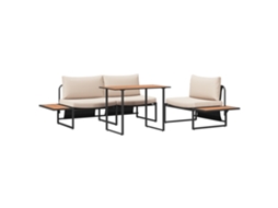Conjunto 3 Conjunto De Jantar Para Jardim Vidaxl Preto Aço (100 X 55 X 70 Cm)