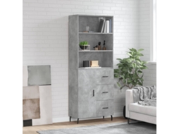 Vidaxl Armário Alto 69,5x34x180 Cm Derivados De Madeira Cinza Cimento
