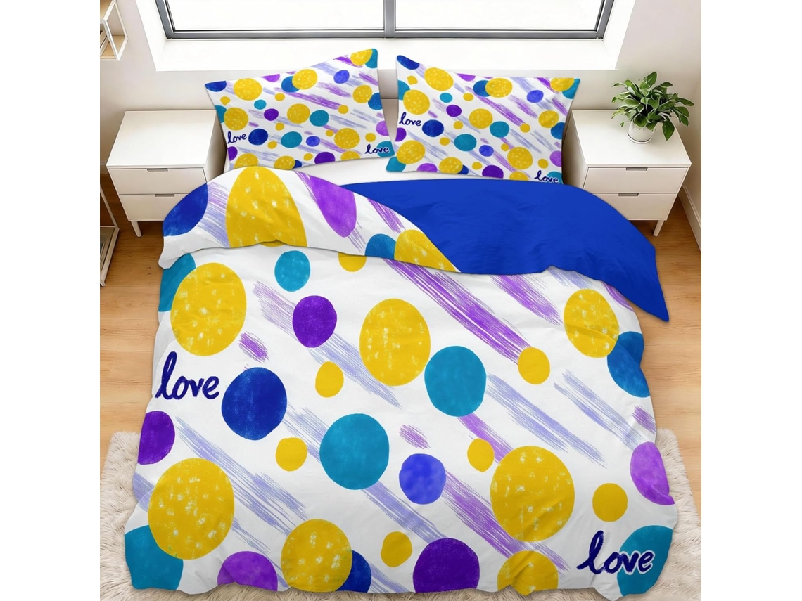 Capa de Edredom Infantil em Microfibra Fronha 200x200 Cm, 65x65 Cm