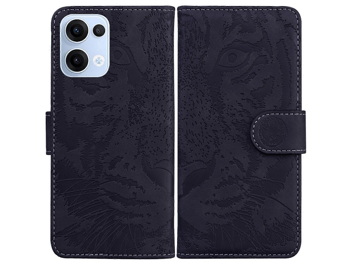 Capa De Celular De Couro Com Padrão De Tigre Em Relevo