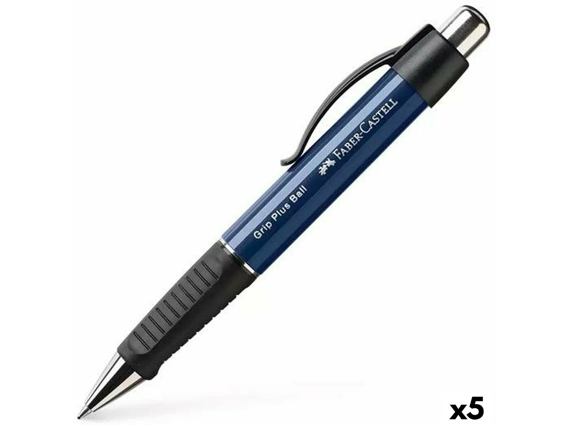 Caneta FABER-CASTELL Grip Plus Ball M Azul 5 Unidades