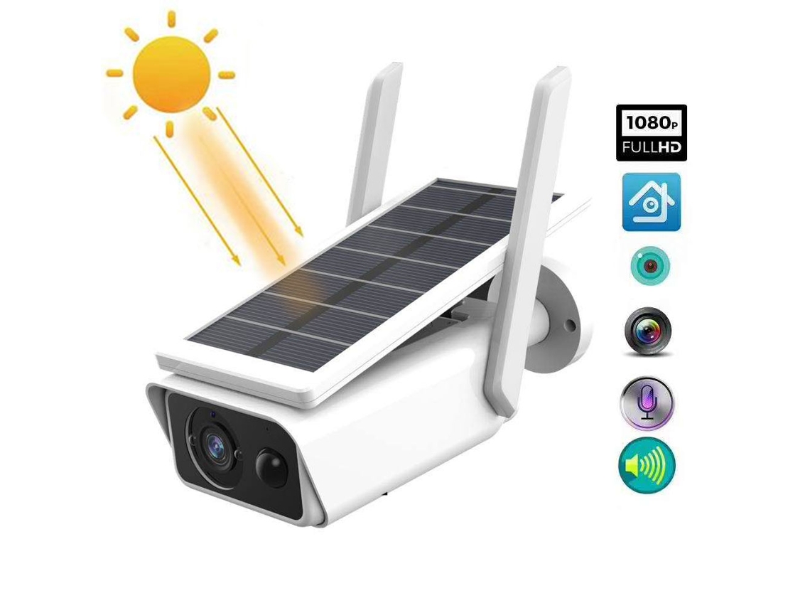 Câmera De Vigilância Alimentada Por Energia Solar (baixo Consumo De Energia, À Prova D'água) Monitor Externo Remoto Wifi Recarregável Yue Xinghui
