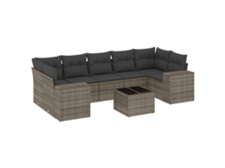 Conjunto de 8 sofás de jardim com almofadões Vime Pe Cinzento MAISON EXCLUSIVE (8 peças)