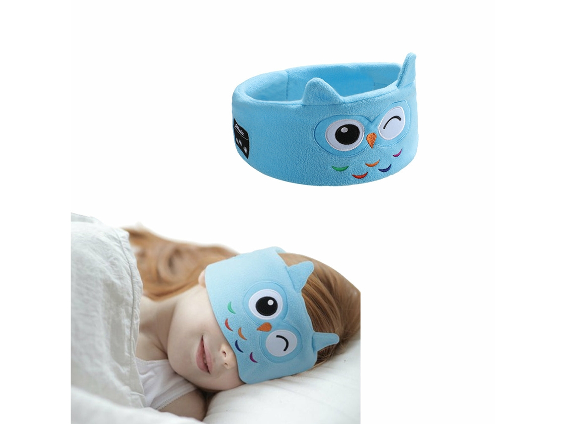 Máscara De Dormir Infantil Bluetooth Para Viagem, Sem Fio, Música Para Dormir, Faixa De Cabeça, Fone De Ouvido, Coruja Azul