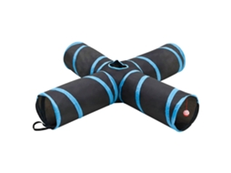 Vidaxl Túnel 4 Vias 132 Cm Poliéster Preto E Azul