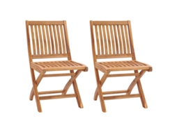 Cadeiras De Jardim Dobráveis 2 Pcs Madeira De Teca Maciça Dkd Home Decor