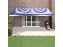 Vidaxl Toldo Retrátil Automático 5x3 M Azul E Branco