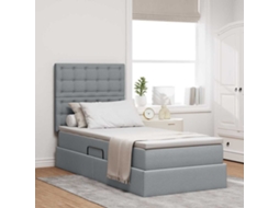 Vidaxl Cama com Arrumação e Colchão Cinzento claro 90 X 190 Cm Tecido