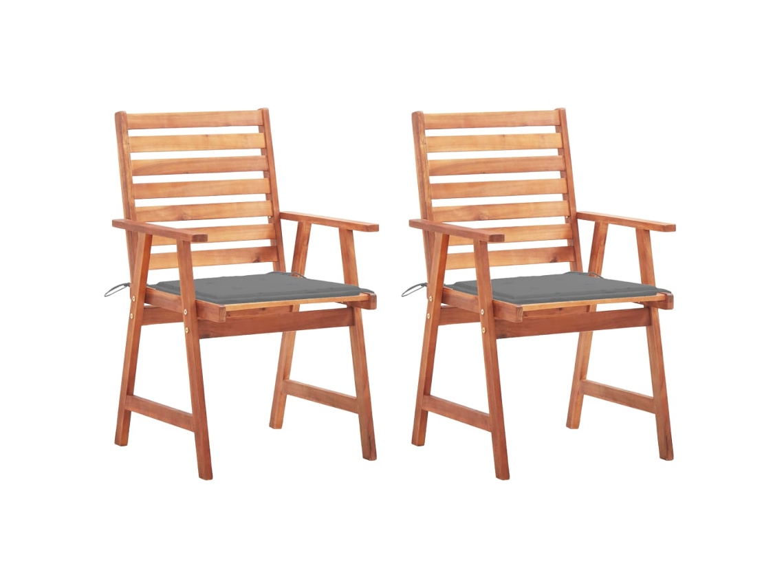 Vidaxl Cadeiras De Jantar P/ Jardim 2 Pcs C/ Almofadões Acácia Maciça