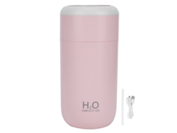 Humidificador e diffuser portátil LAXISCREED 350ml USB com luz de 7 cores e temporizador, rosa