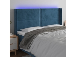 Cabecero de terciopelo con luces LED 183x16x118/128cm Azul Oscuro