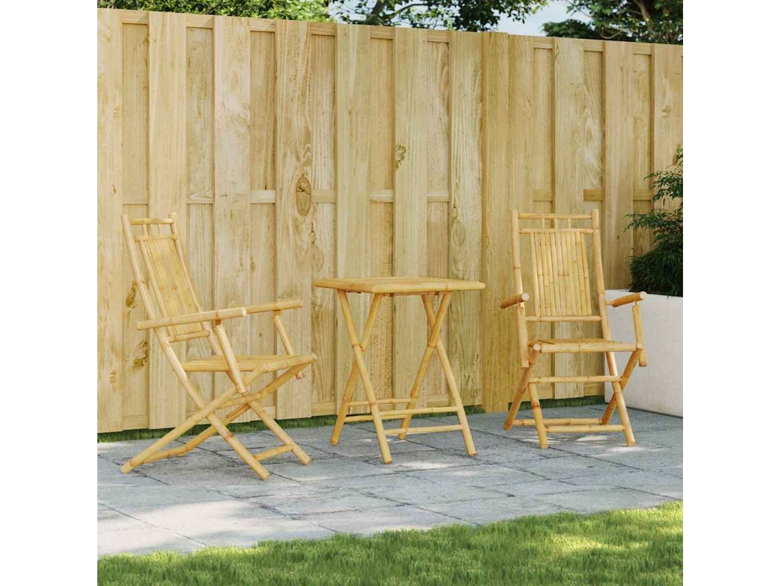 Vidaxl 3 Pcs Conjunto De Bistrô Em Bambu
