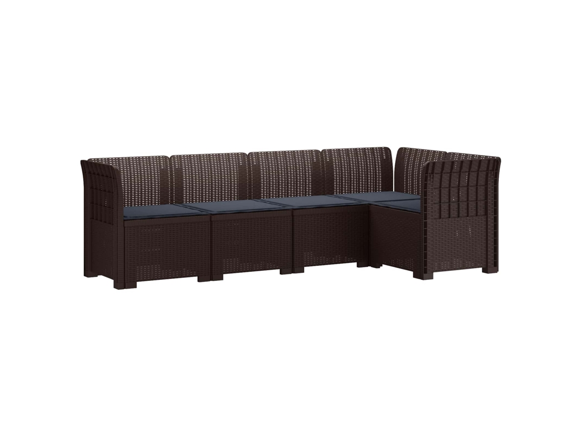 Vidaxl Sofá De Jardim De 5 Pessoas Com Almofadas Visual De Rattan Pp