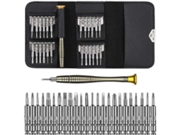 Kit De Parafusos De Precisión 25 En 1: Herramientas De Reparación Con Estuche De Cuero Para Teléfonos Móviles, Óculos Y Eletrônica