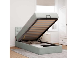 Estrutura cama otomana colchão 90x200 cm veludo cinzento claro