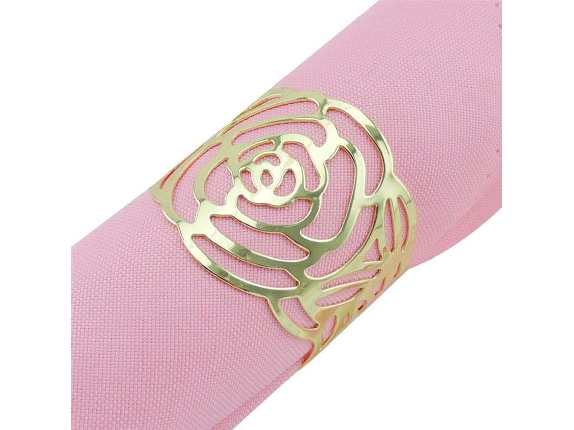 Porta Servilletas De Metal Com Design De Rosa, 12 Peças, Cor Dourada, Para Casamentos E Festas