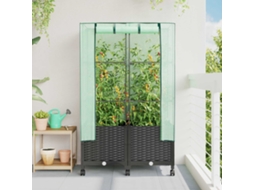 Vidaxl Jardineira Com Cobertura De Estufa E Rodas 2 Unid. Preto Pp