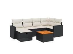 Conjunto de 7 Sofás para Jardim com Almofadões Vime Pe Preto MAISON EXCLUSIVE (7 pcs)