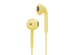 Auriculares com Fio com Microfone Chamadas Viva-Voz Subwoofer Música Tampões de Ouvido Amarelo