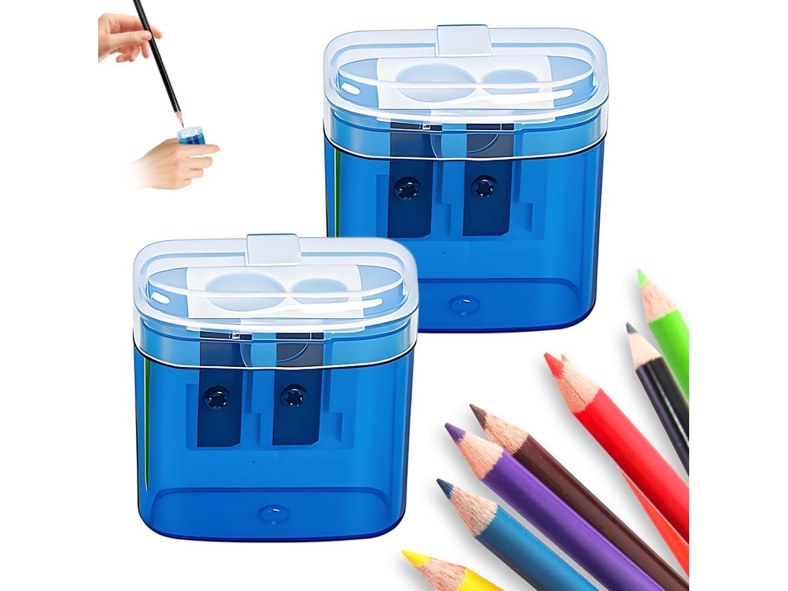 Porta-lápis Duplo Com Tampa, compacto e portátil, ideal para