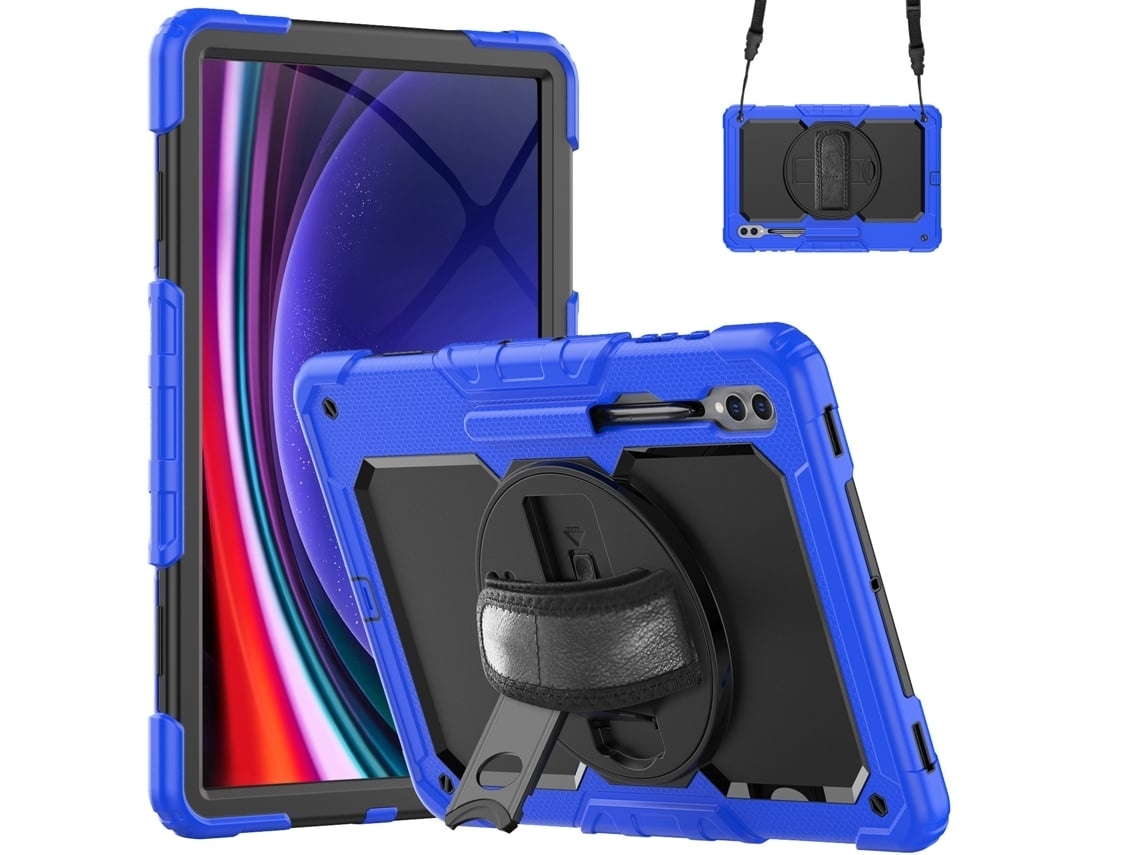 Capa Para Tablet Lurelia, Compatível Com Samsung Tab S9fe Plus 12.4 X610/616b, Azul Escuro, Pc, Dobrável Com Suporte, Suporte Giratório