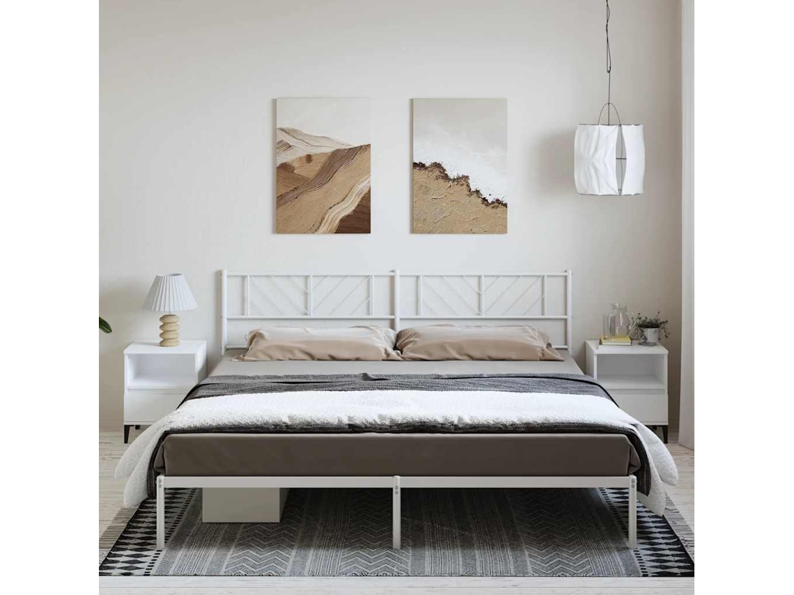 Vidaxl Estrutura De Cama Com Cabeceira 183x213 Cm Metal Branco