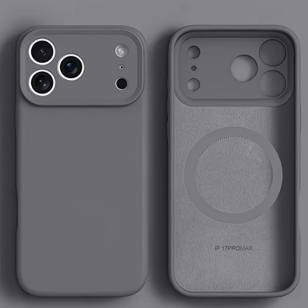 Capa Magnética De Silicone Líquido (cinza Escuro) Para Iphone 14 Pro Max, Compatível Com Carregamento Sem Fio Magsafe.