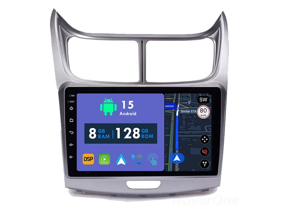 Auto Rádio Carro Bluetooth Autoradio 8GB RAM 128G ROM CarPlay Navegação GPS Ecrã Táctil RoverOne para Chevrolet Sail 2009-2013  