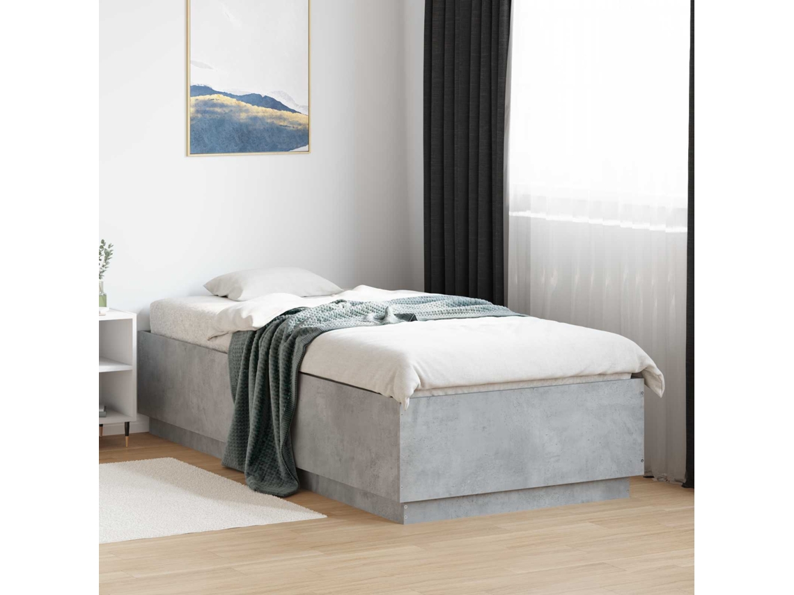 Vidaxl Estrutura De Cama Com Led Cinzento Cimento 80 X 200 Cm